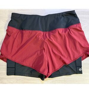 Baleaf Womens 2-in-1 Running Shorts Burgundy Black Compression Liner 2XL